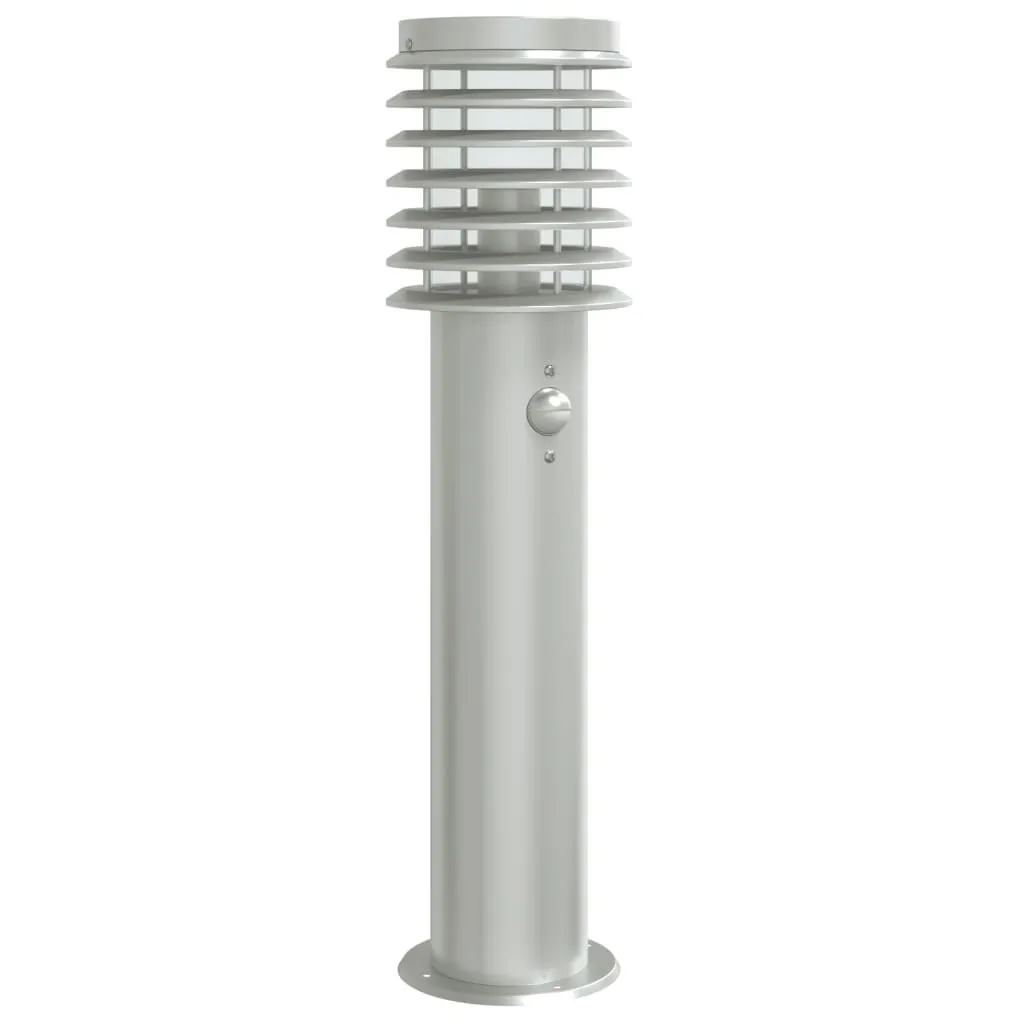 Lampe extérieure en acier inox argenté 60 cm avec capteur automatique