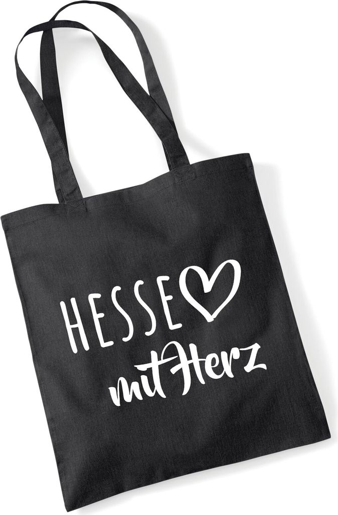 Huuraa Jutebeutel Hesse mit Herz 10 Liter Black Baumwolle Tasche Geschenkidee
