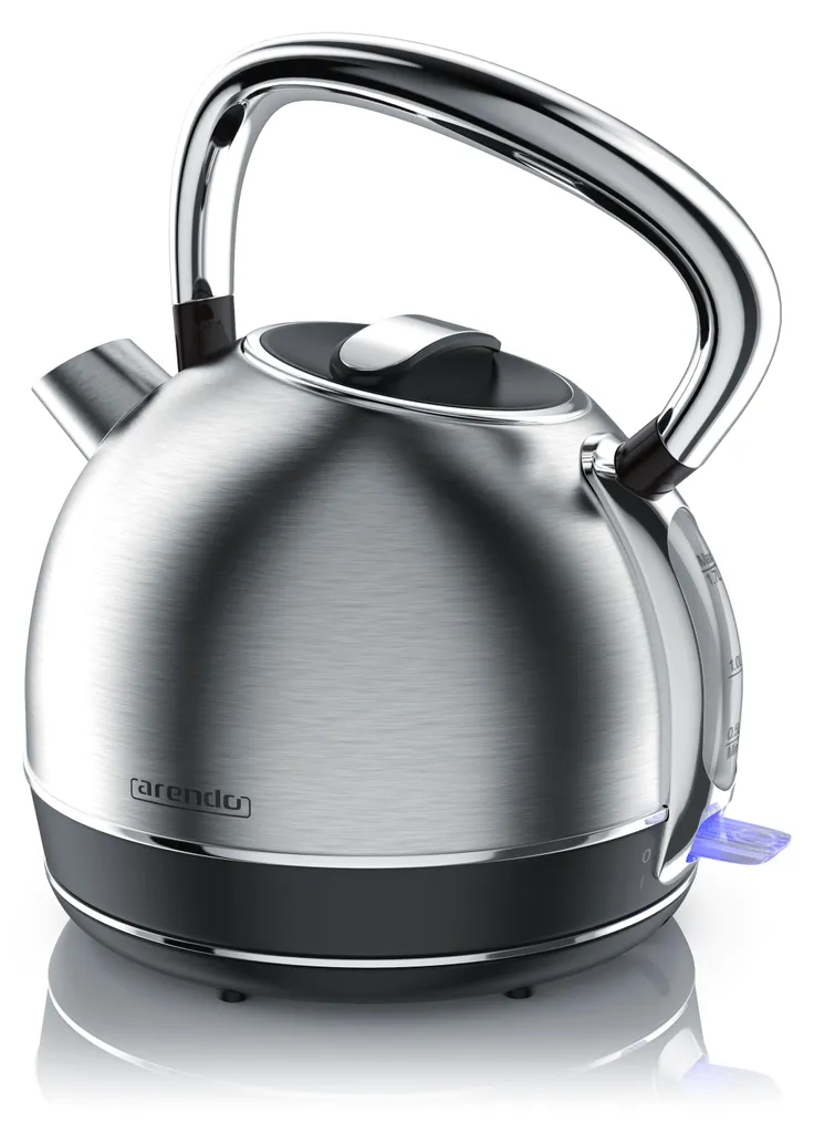 Arendo Bollitore Elettrico 2200W Acciaio Inox Argento Vintage 1.7 Litri
