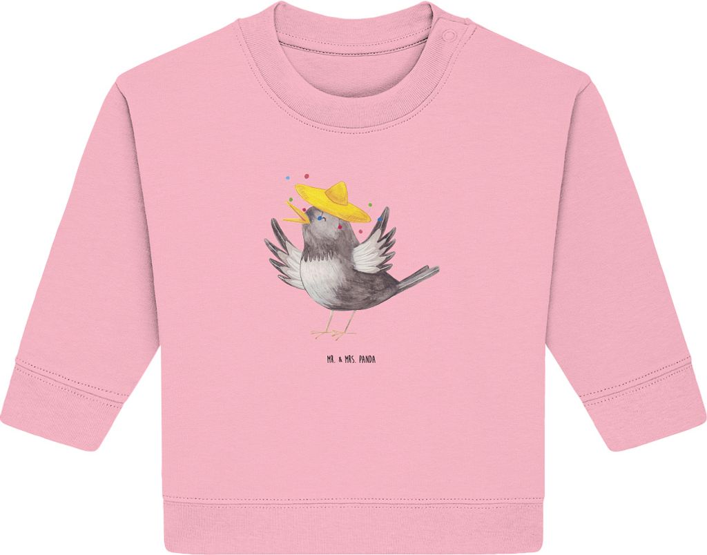 Mr. & Mrs. Panda Organic Baby Pullover Rabe Sombrero 6. - 12. Monat - Baumwolle Pink - Geschenk, Lustige Sprüche, Vogel, Vögel, Bullover, Elster,...