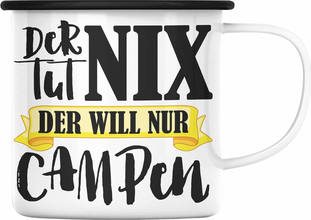 Trendation - Wohnwagen Camper Emaille Tasse Geschenke Wohnmobil Männer Campingwagen Geschenkidee Zubehör Camping Opa Oma Rentner Lustig Grafik (S...