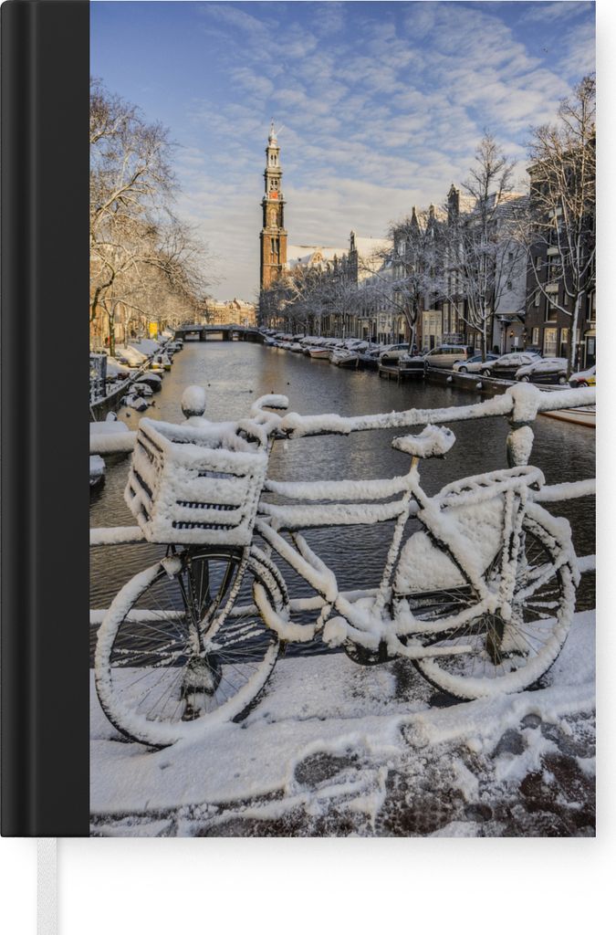 MuchoWow Notizbuch Tagebuch Haushaltsbuch Notebook A5 Winterliche Impression der Prinsengracht - Notizblock - Notizheft - Notebook - Schreibblock...