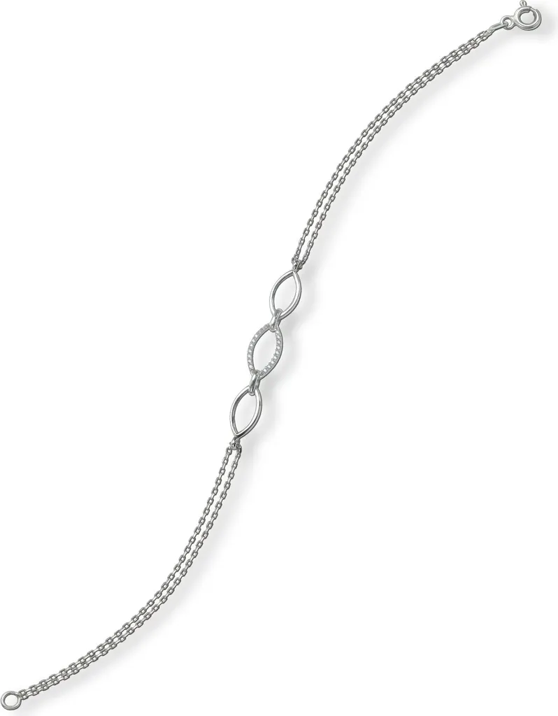 Gourmette femme en argent massif et perle blanche éclatante Balia