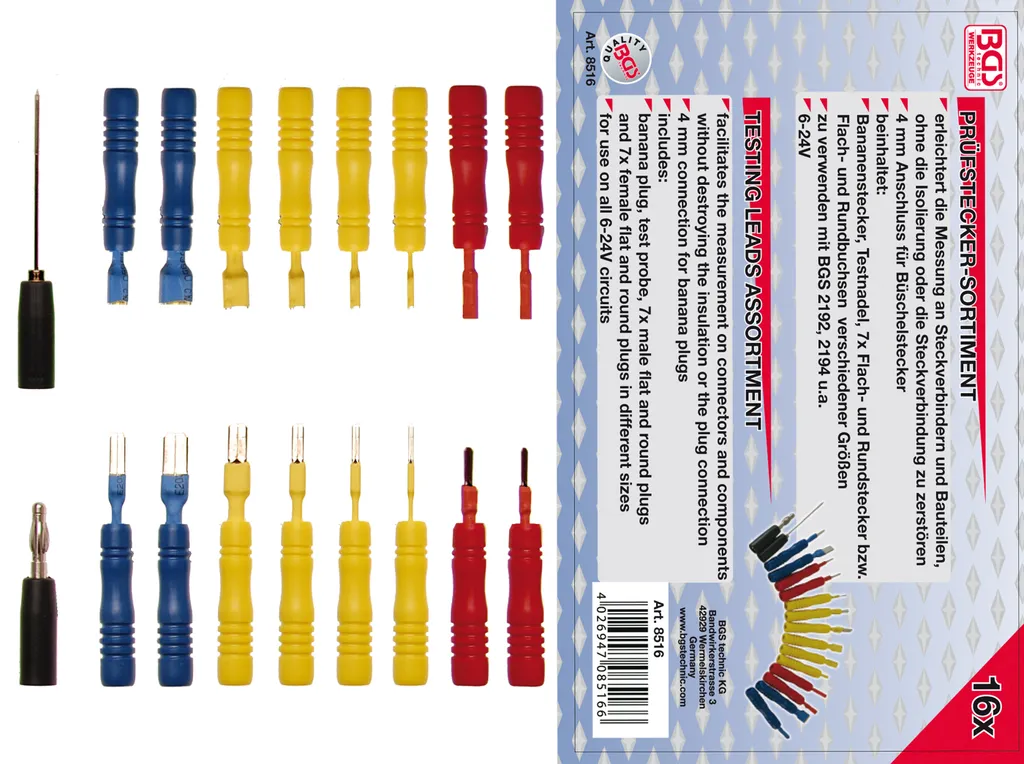Sonde Multimetro BGS 8516: Diagnosi Auto Facile e Sicura - 16 Pz