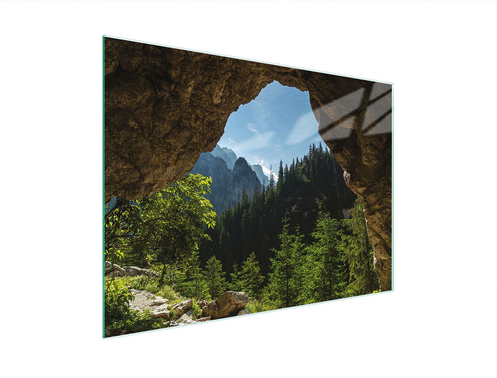 Schneidebrett Herdabdeckplatte Multiglasschneidplatte 30x22 cm Landschaft Wald