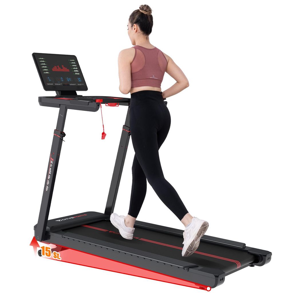 CITYSPORTS Klappbares Laufband für zu Hause 3700W 5HP, 1-15,5km/h einstellbare Geschwindigkeit, Elektrische Neigung 15 St. Mit Intelligente App