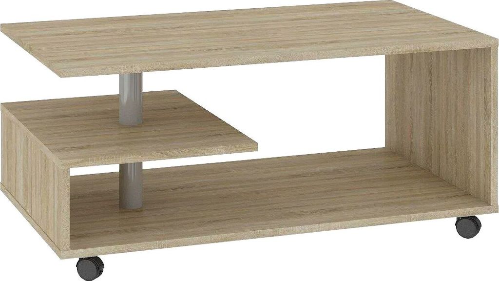 Furniture24 Kaffetisch Bailey Bl1T01-D30 Couchtisch Kaffetisch Auf Rollen Sonoma Eiche