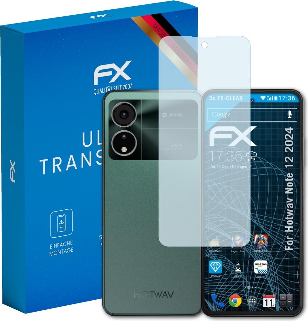 atFoliX FX-Clear 3x Schutzfolie kompatibel mit Hotwav Note 12 (2024) Displayschutzfolie