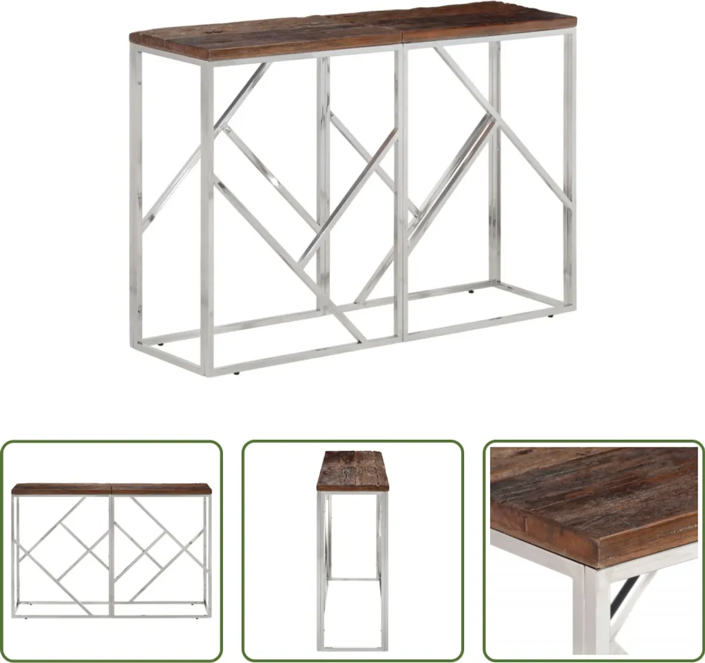 Tavolo Consolle Acciaio Inox e Legno Massello | Arredo Lusso Ingresso