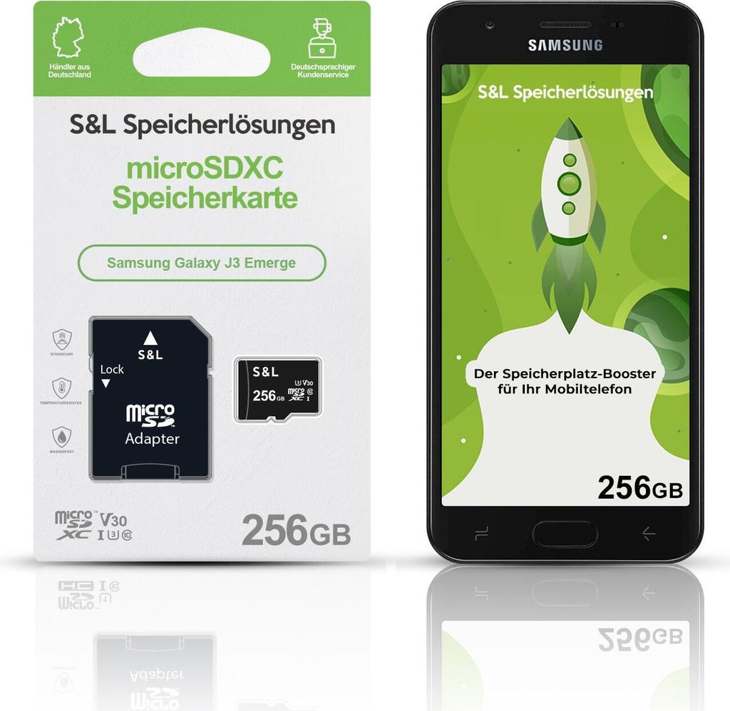 microSD Speicherkarte S&L für Samsung Galaxy J3 Emerge - Speicherkapazität: 256 GB
