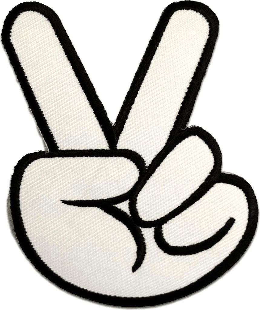 Peace Finger - Aufnäher, Bügelbild, Aufbügler, Applikationen, Patches, Flicken, Zum Aufbügeln, Größe: 6,5 x 4,8 cm