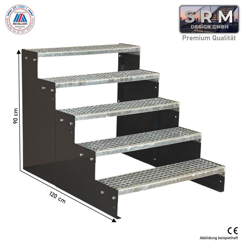5 Stufen Standtreppe Modell 2 Anthrazit, Breite 150 cm, Produktbild 