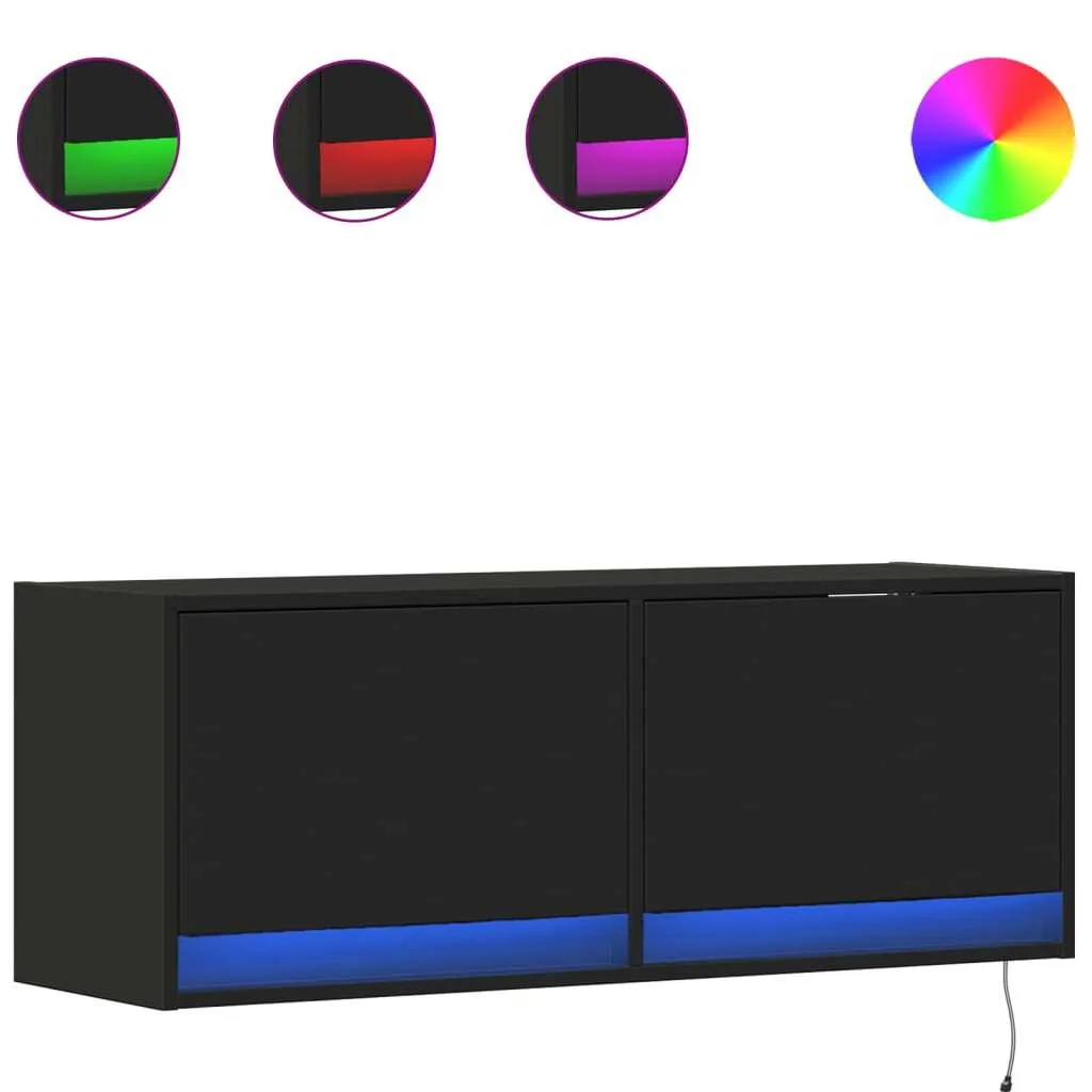 vidaXL Mobile TV a parete con illuminazione LED nero 100x31x35 cm