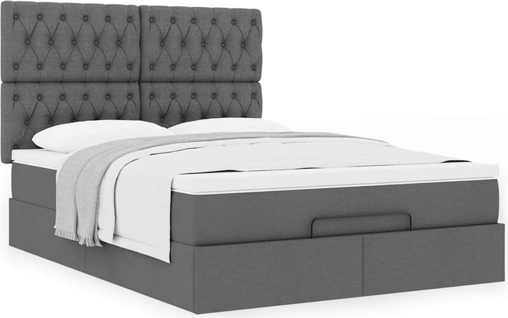 Möbel Ottoman-Bett mit Matratze Dunkelgrau 140x190 cm Stoff 3313238