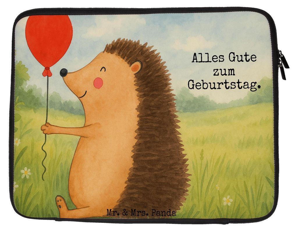 Mr. & Mrs. Panda Laptop Tasche Igel Luftballon Design 20 x 28 cm - Weiß - Geschenk, Laptophülle, Ballon, Laptoptasche, Geburtstag, Lustige Sprüc...