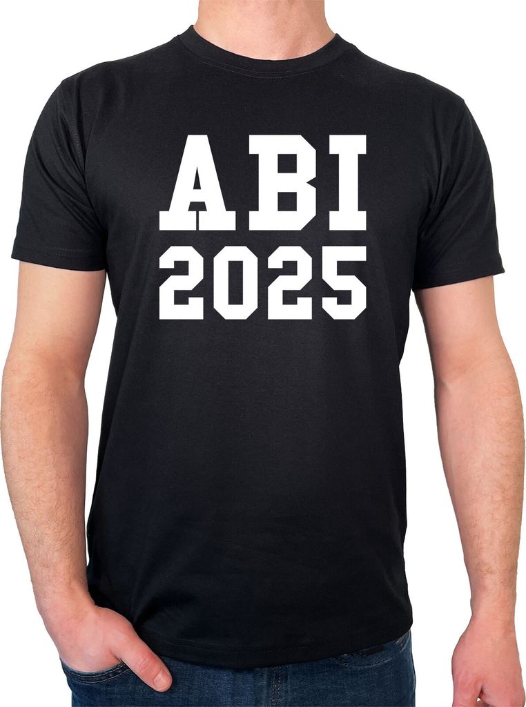Huuraa Herren T-Shirt ABI 2025 Abitur S Black Bio Baumwolle Fairtrade Herrenshirt Geschenkidee