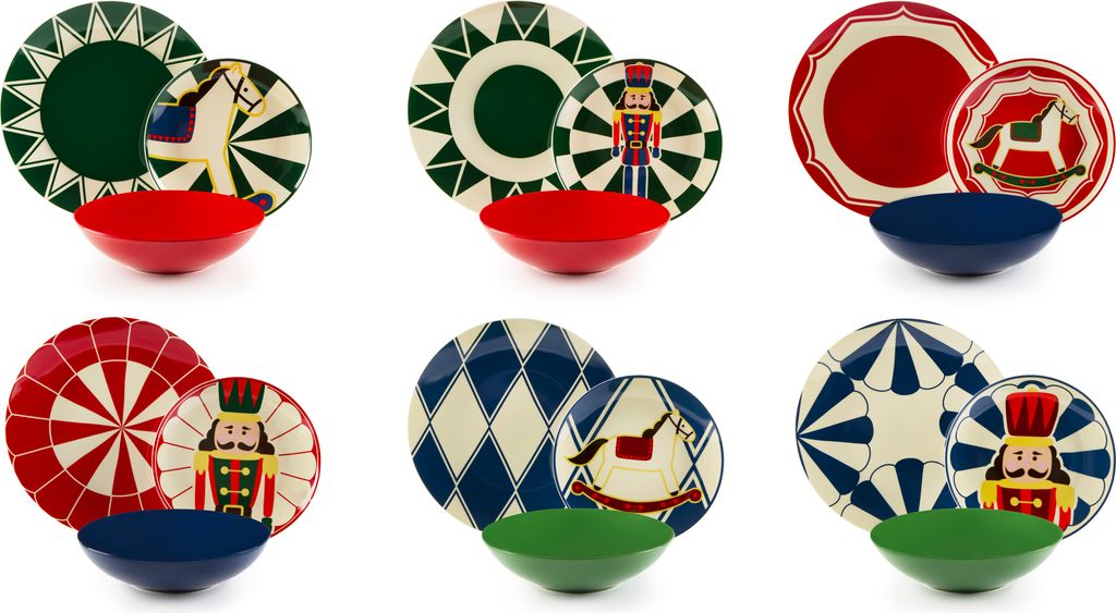 Set di stoviglie Excelsa 18 pezzi Natale vintage in Immagine del prodotto 
