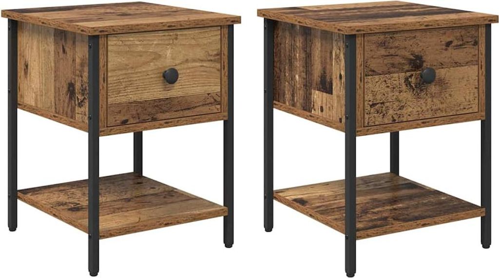 SYFAX Nachttisch 2 pcs Altholz 34 x 35,5 x 45 cm Holzwerkstoff