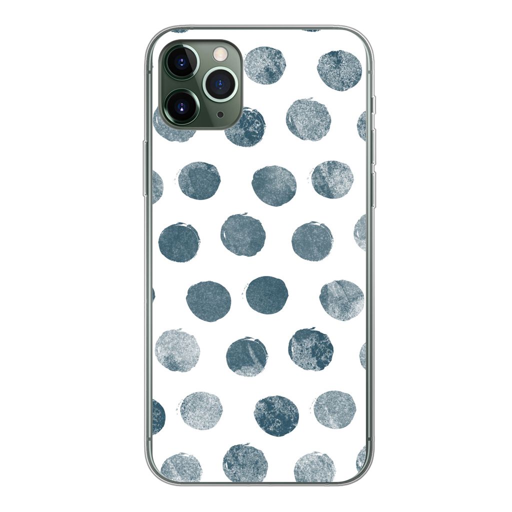 MuchoWow Handyhülle Schutzhülle Hülle für iPhone 11 Pro Max Polka dots - Grau - Weiß Silikon Softcase Handy Hülle - Schutz