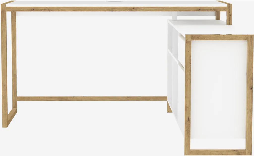 Bureau DENVER L139 cm CALICOSY - 4 niches 1 porte et 1 tiroir - Chêne
