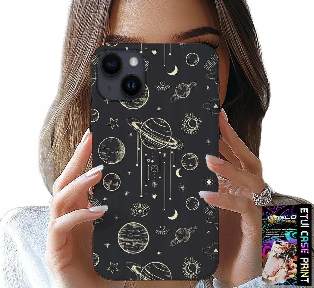 Cover iPhone 13 Vetro Temperato + Case Cosmo Pianeti Luna Antistrust