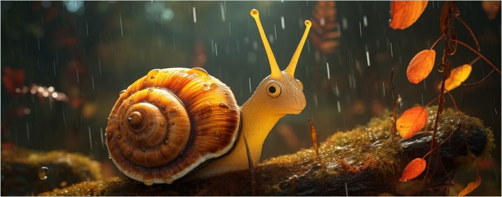 Wallario selbstklebendes Poster - Snail on Tree, Größe: 50 x 125 cm