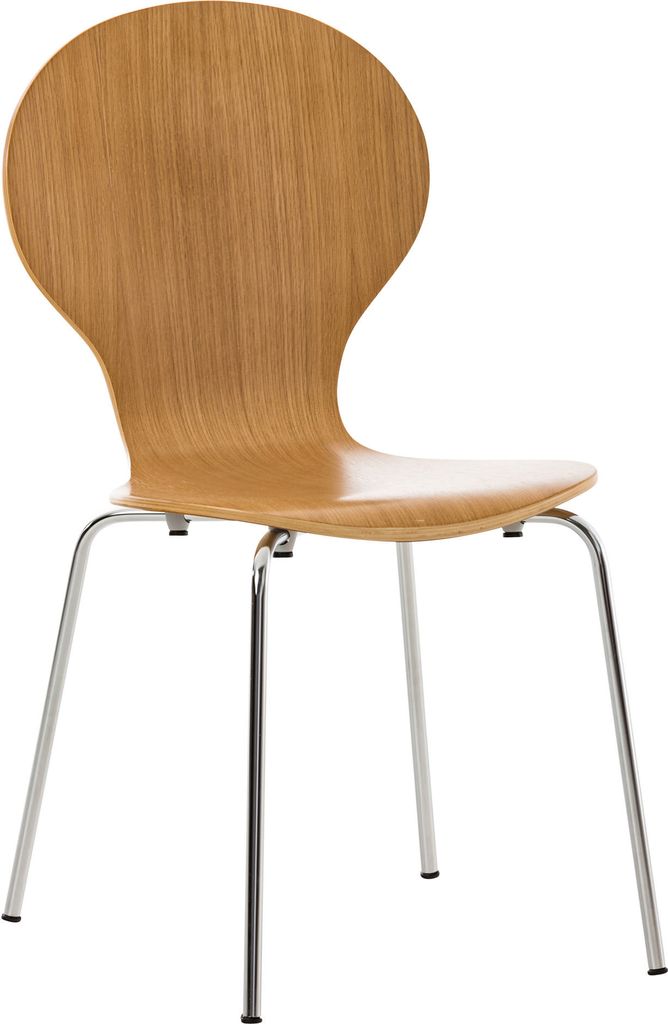 TPFLiving Konferenzstuhl Daggy Warteraumstuhl Stapelstuhl mit Holzsitz und Metallgestell Farbe: Eiche