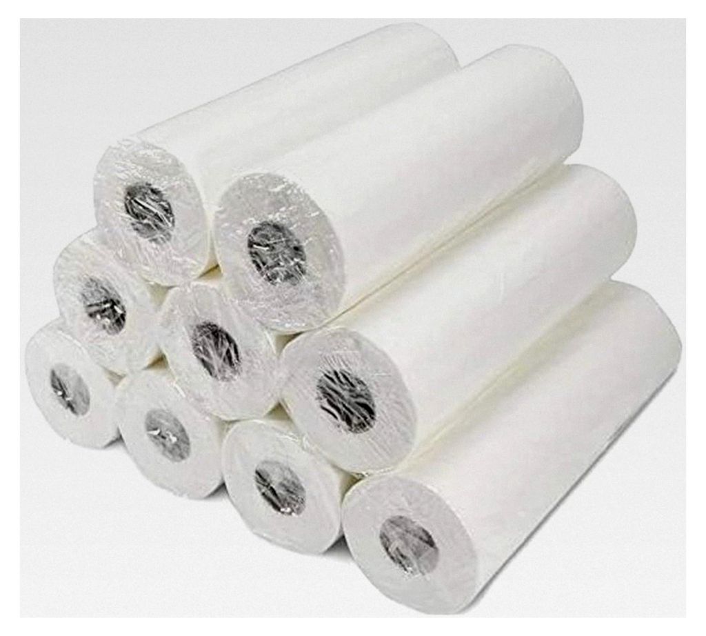Ärztekrepp 59 cm x 50 m, 2-lagig | 9 Rollen | perforierte Papierrolle mit 132 Abrissen | weiße Liegenabdeckung zur Hygiene | geeignet für Praxen...