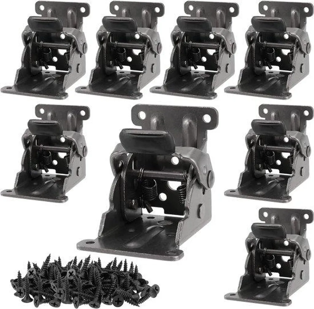 Serrure pivotante de pied de table 0-90° noire lot de 8 avec 64 vis