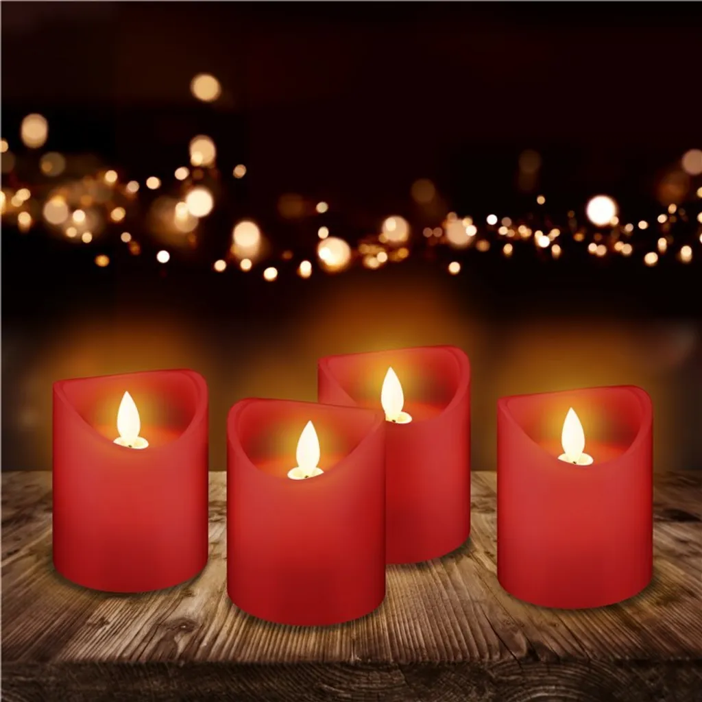 Goobay 77749 Set 4 Candele LED Cera Rossa con Timer e Stoppino 3D - 6