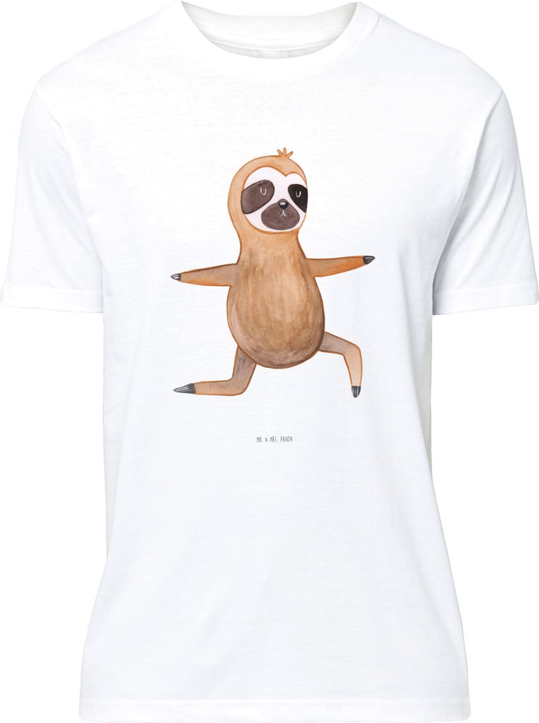 Mr. & Mrs. Panda S T-Shirt Faultier Yoga - Weiß - Geschenk, Namaste, Tshirt, Yogaübungen, Shirt, mit Spruch, Jersey-Shirt