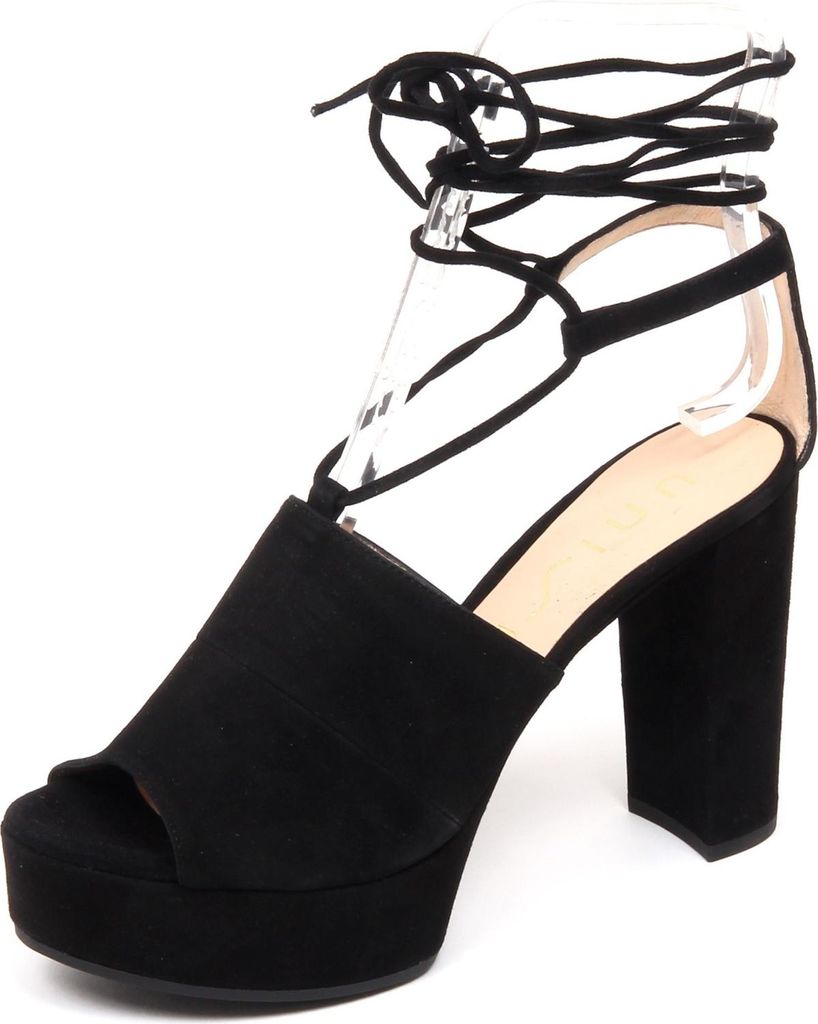 F0800 Sandale schwarz Frau UNISA VALE Keilschuhe Wildleder Schuh Schuh Frau