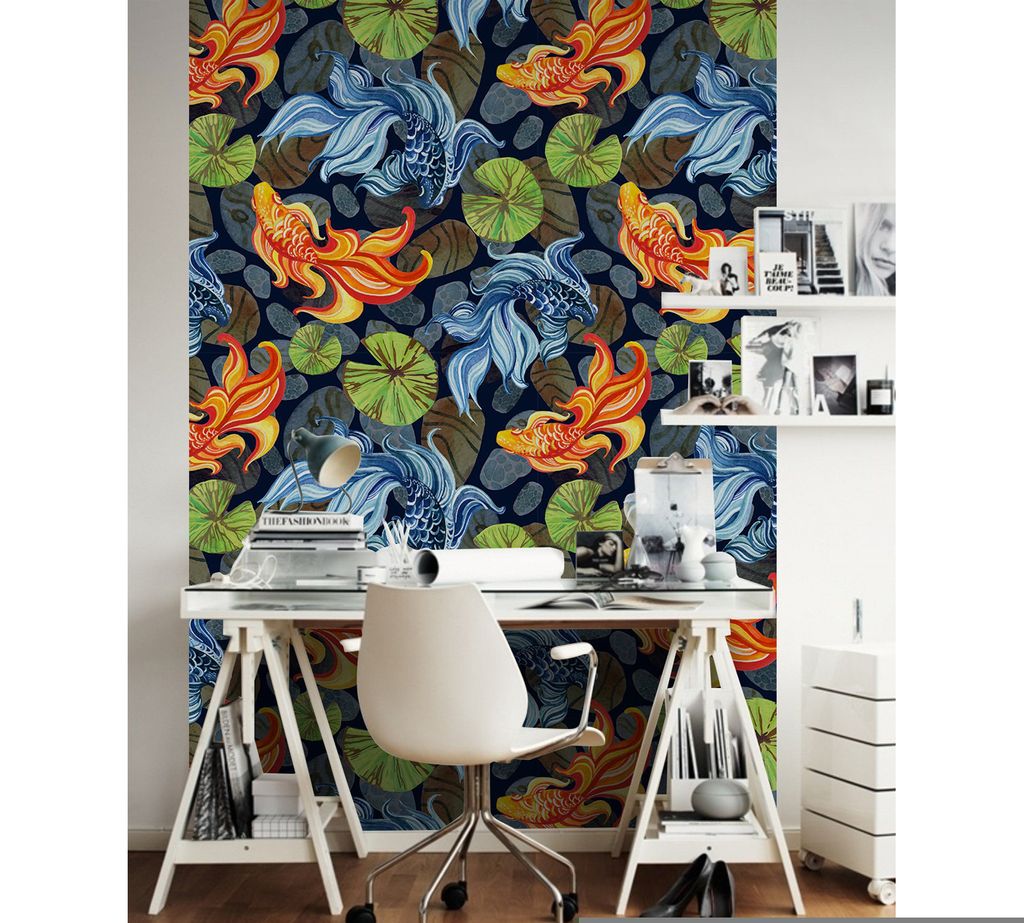 Coloray Fototapete 250x104 cm Vlies-Fototapete - Asiatische Goldfische-Orange.