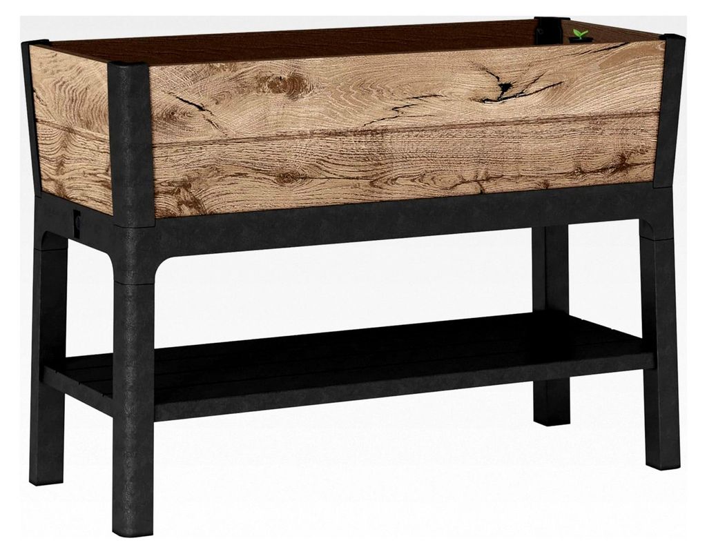 Hochbeet Darwin 110L – Pflanzkasten in Holzoptik Pinie – Wetterfestes Gemüsebeet mit Selbstbewässerung und Ablauf – Ergonomische Arbeitshö...