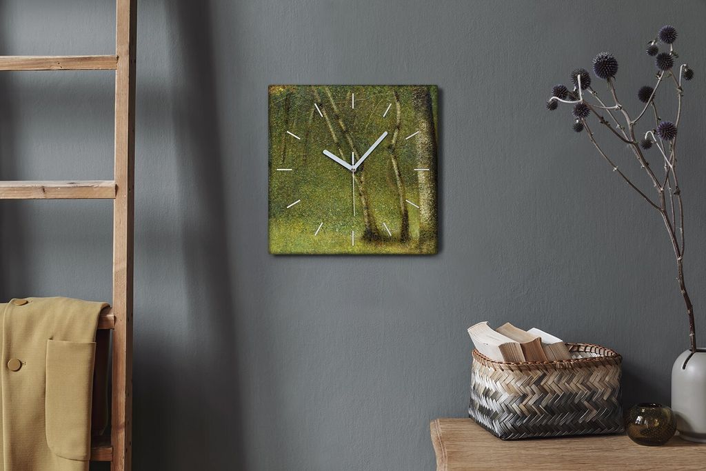 Coloray Hodiny Unikátní 30x30 cm Tiché hodiny Pro obývací pokoj a kuchyň Nástěnné hodiny Plátno Bílé ručičky hodin - Las Seurat