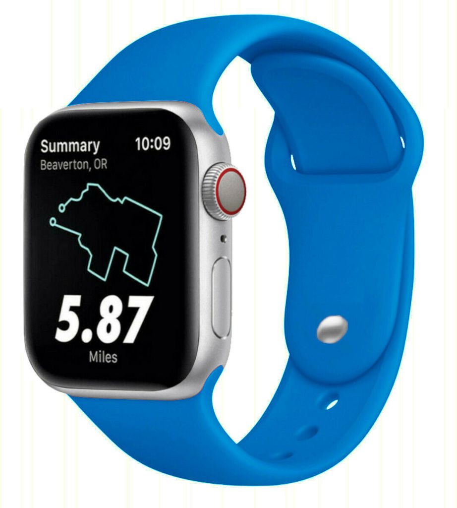 Armband für Apple Watch Series 8 7 6 5 4 3 2 1 SE - Silikon Ersatzarmband Premium Band - Mittelblau - 38mm 40mm 41mm