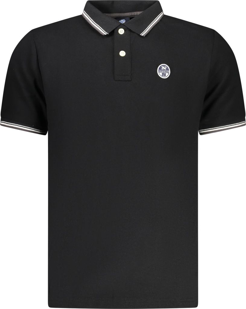Herren Kurzarm-Polo in Schwarz mit Kontrastdetails & Applikation