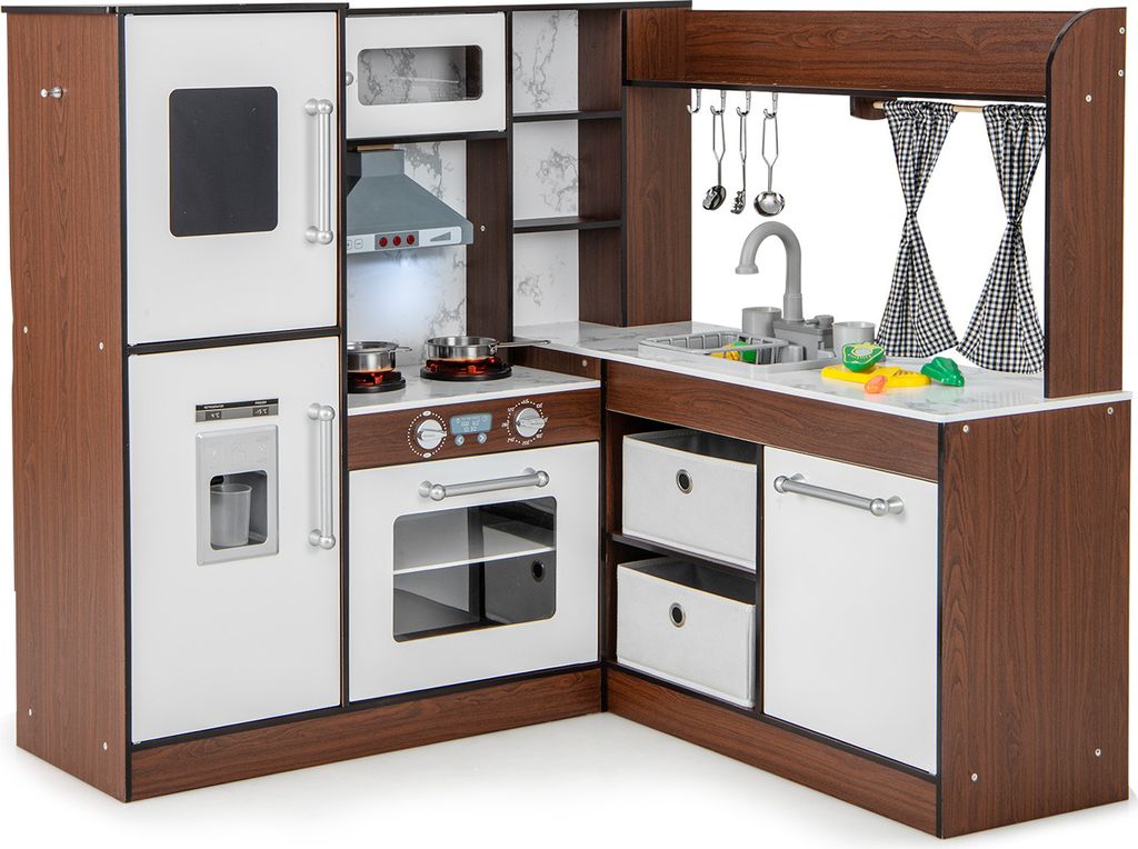 COSTWAY cucina ad angolo in legno, set da cucina per Immagine del prodotto 