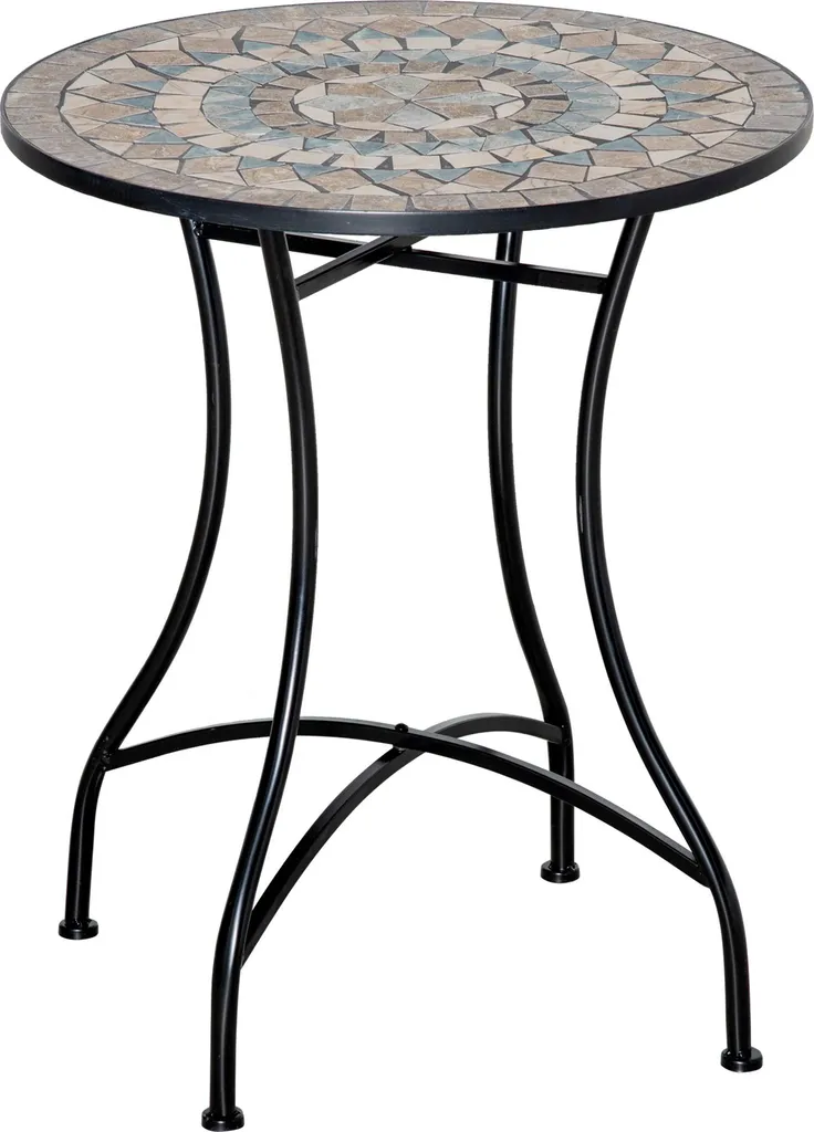 Table de jardin ronde Ø60cm mosaïque idéale petit balcon et terrasse