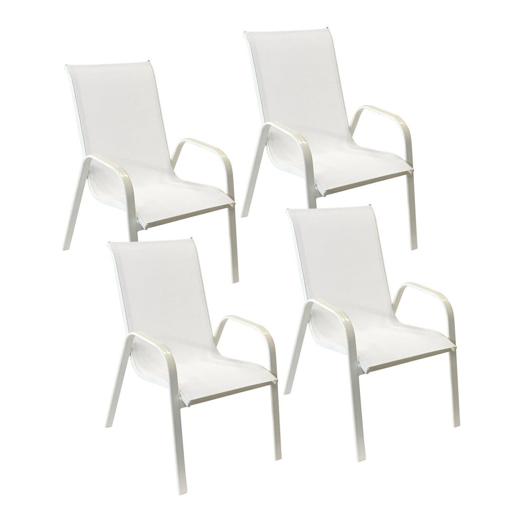 4erSet Stühle MARBELLA aus weißem Textilene - weißes Produktbild 