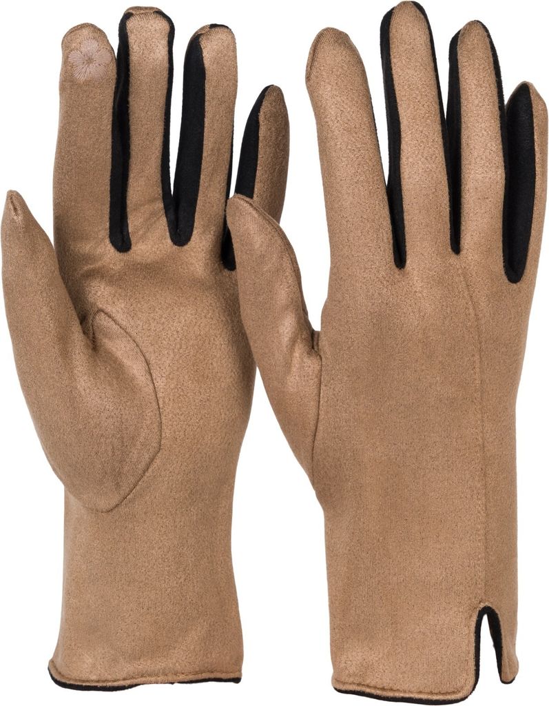 styleBREAKER Damen Touchscreen Handschuhe mit Farbkontrast und Fleece Futter | warme Winterhandschuhe | weiche elastische Thermo Fingerhandschuhe