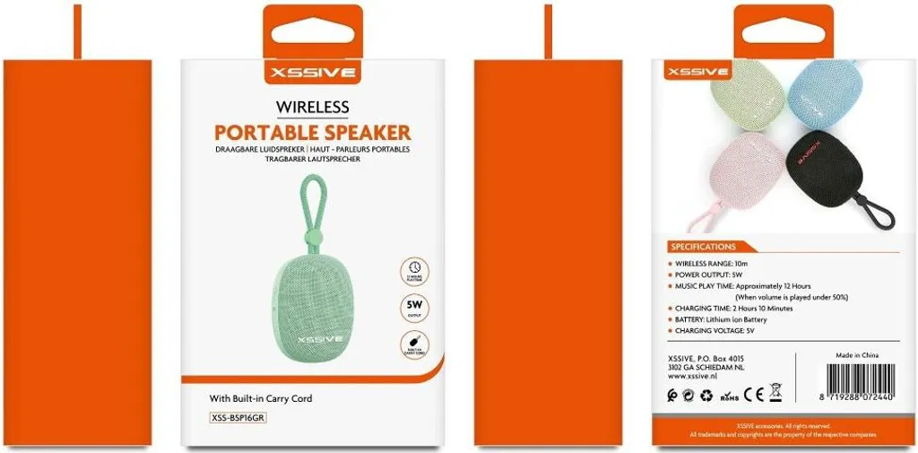 Xssive Altoparlante Bluetooth Verde - Speaker Wireless Portatile Potente - 4