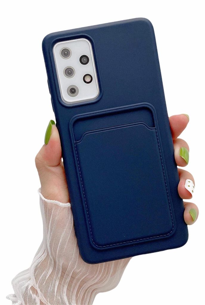 Hülle für Samsung A72 5G mit Kartenhalter in Marineblau