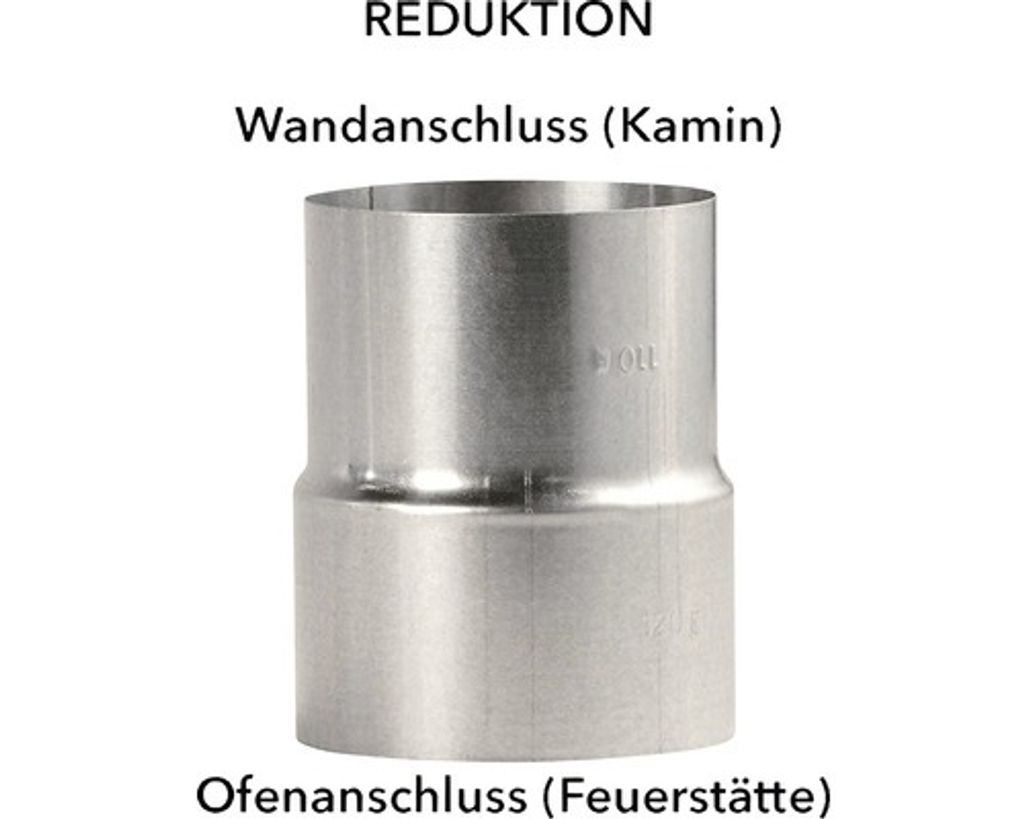 Ofenrohr Reduzierung Bertrams Ø 200-180 mm feueraluminiert silber
