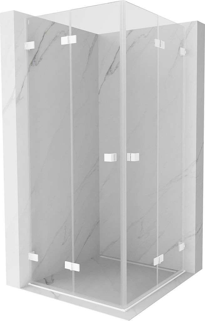 Mexen Lunar-F Duo klappbare Duschkabine 80 x 80 cm, transparent, weiß - 836-080L-080P-20-00