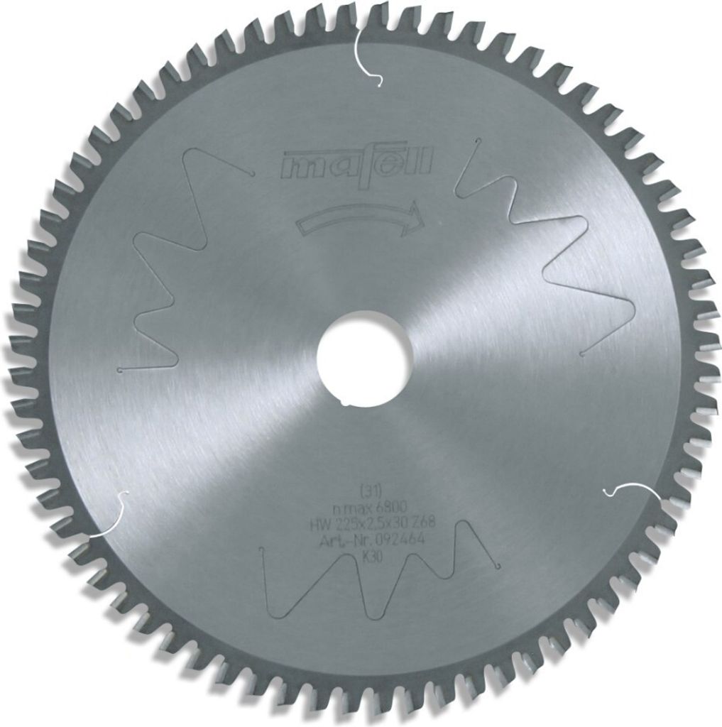 mafell Sägeblatt-HM 225 x 1,8/2,5 x 30 mm, Z 68, FZ/TR, für Kunststoff- und Aluminium-Profile - 92464