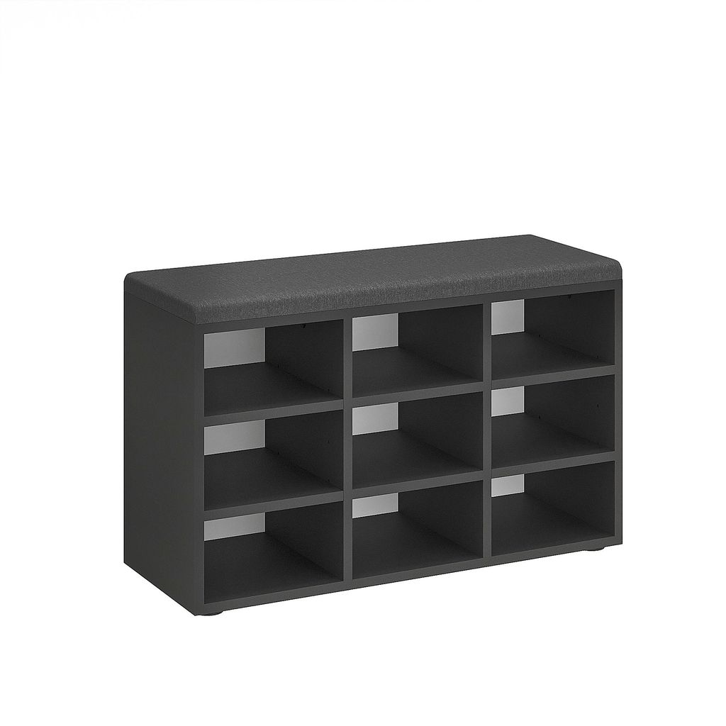 KOMTO Schuhbank mit Sitzfläche - Schuhregal Schuhschrank mit Sitzbank Flur Bank mit Stauraum Garderobenbank Sofia 80 x 50 x 30 cm Schwarz