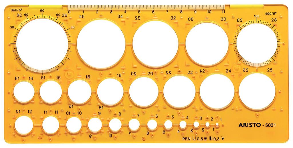Aristo circle stencil 25 cerchi diametro 1-36 mm, bordo Immagine del prodotto 