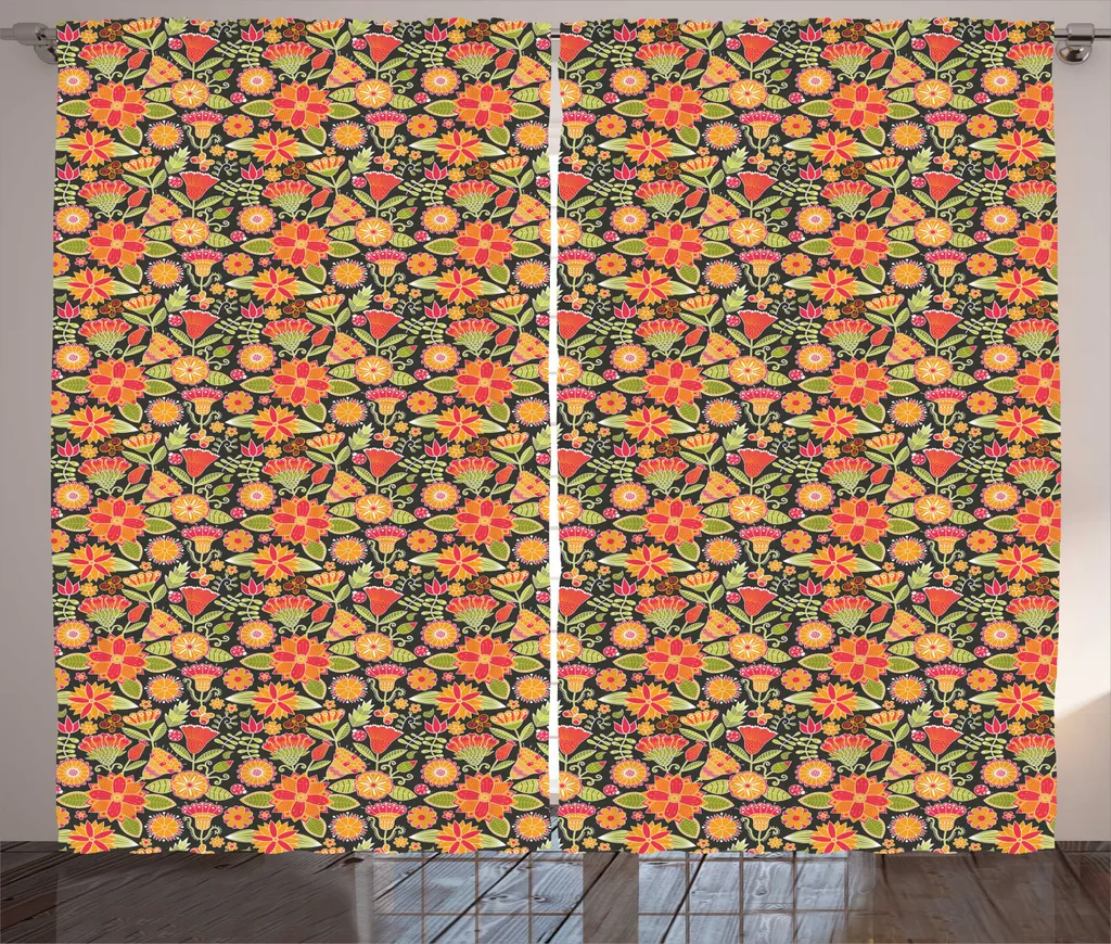 Rideaux Salon pour Grande Fenêtre 280x225 cm Déco Florale Abstraite