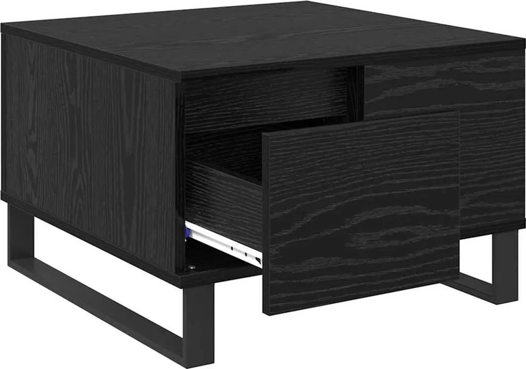 SYFAX™ Tavolino Quadrato con Cassetto Rovere Nero - Salvaspazio Moderno - 3